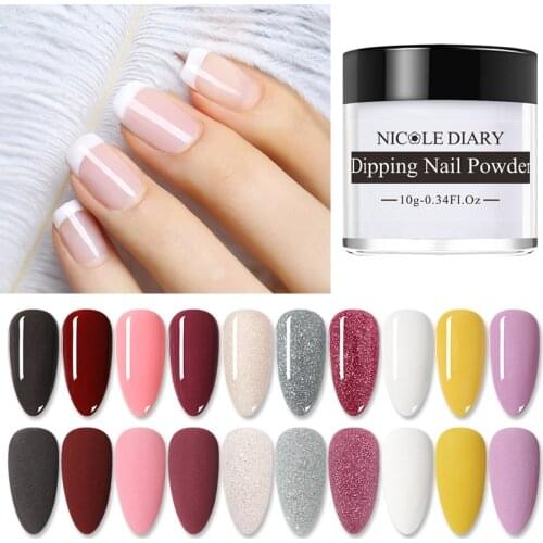 NICOLE DIARY10ml Acrylic Dip Powder Colorful Nail Glitter Powder Chrome Pigment Without Lamp Cure DIY Nail Art Decorations