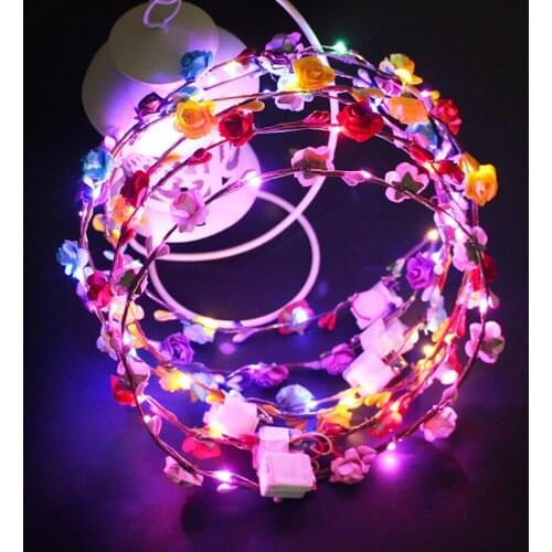 Christmas party ten lights ten flowers flash colorful garland led headdress headband glow childrens toys night market stall