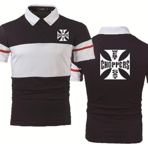 Summer Casual Mens POLO shirt West Coast Choppers Printing Fashion High Quality Short sleeved Splicing Mens Short Sleeve