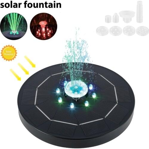 5V 3W Garden Solar Water Fountain Floating Pump with 8 LEDs Bird Bath Pond Pool Garden Decoration 200L/H Patio Decor 1500mAh