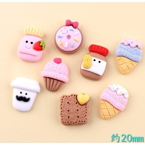 10pcs/lot Simulated Food Donuts DIY 3D Planar Resin Kids Toys Filler 3D Cabochon Charms Phone Case Decoration 10Yc17823