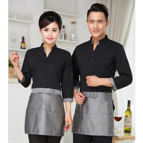 Hotel Work Clothes Womens Waitress Uniform Chinese Restaurants Fast Food Hot Pot Shop Cafe Waiters Long-sleeved Overalls H2395