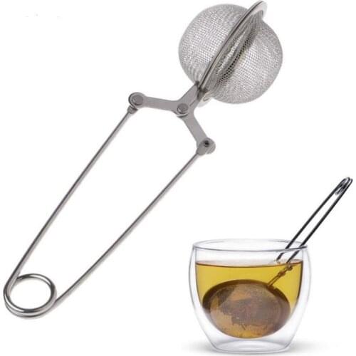 Tea Infuser 304 Stainless Steel Sphere Mesh Tea Strainer Coffee Herb Spice Filter Diffuser Handle Tea Ball LX8025