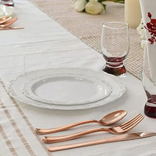 1PC Dinner Plates Hard Plastic Pink Plates Colorful Lace Disc Disposable 7.5/12.5 inch