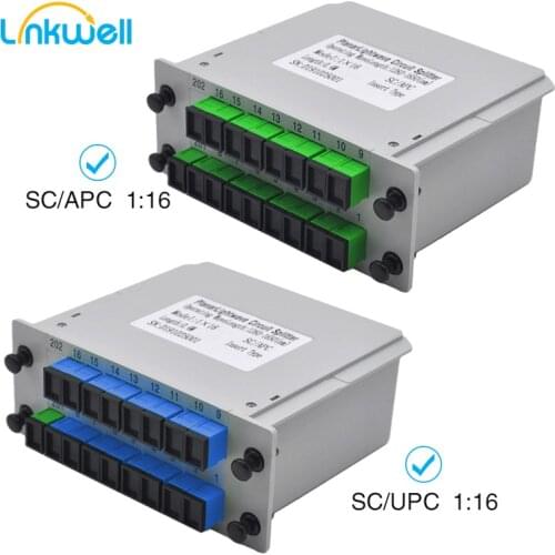 SC APC UPC PLC 1X16 Fiber Optic FTTH Splitter Box PLC Insert sheet Type Fiber Optical Coupler Splitter Insertion 1:16