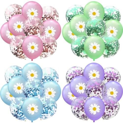 10Pcs 12inch Daisy Latex Balloons Confetti Balloon Christmas Sunflower Balls Hawaiian Theme Party Birthday Party Wedding Decor