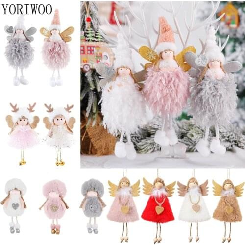 YORIWOO Santa Claus Christmas Plush Doll Angel Girl Merry Christmas Decorations for Home Gift Xmas Tree Hanging Ornament Pendant