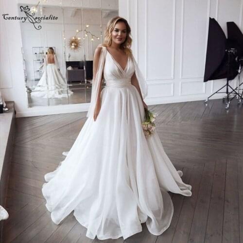 Boho Wedding Dresses for Women 2021 Backless A-Line Bohemian Bridal Gowns Beach Bride Dress Vestido De Noiva