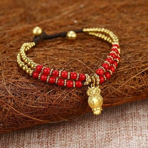 Hand-Woven Turquoise Double Layer Retro Animal Hand Women Bracelets On Hand Chain Bangles Jewelry Aesthetic Fashion Female