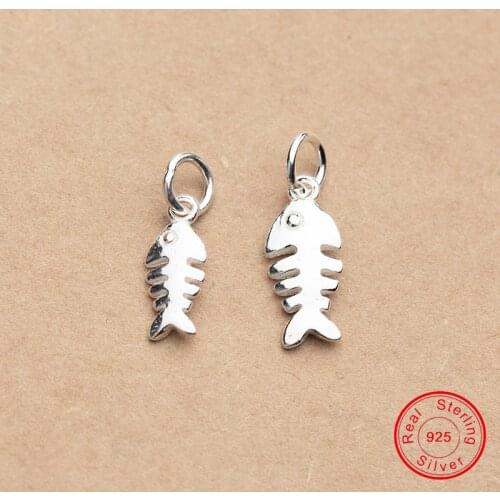 UQBing Vintage 100% 925 Sterling Silver Fish Bone Charms Fit For Bracelet Jewelry Making Women Gift Jewelry