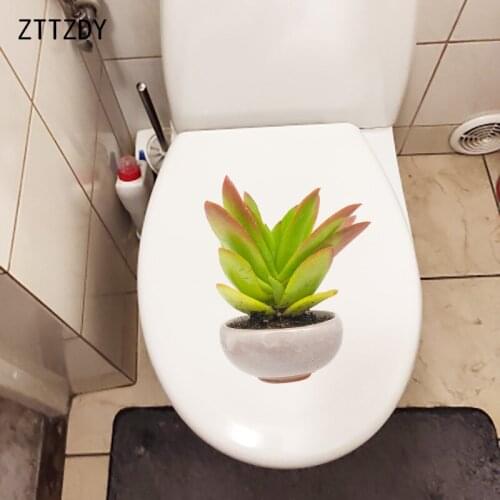 ZTTZDY 18.7×24.3CM Potted Green Plants Succulents Toilet WC Accessories Home Wall Stickers T6-0059
