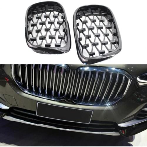 1Pair Auto Grilles Reliable Modification ABS Glossy Black Hood Kidney Grill 51137005837 51137005838 for BMW 5 Series E39 99-03