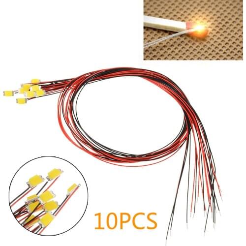 10Pcs Warm White SMD Led 2.8V-3.4V 1206 SMD Pre-soldered Micro Litz Wired Leads 3.20x1.60mm For DIY Accessories Small Models