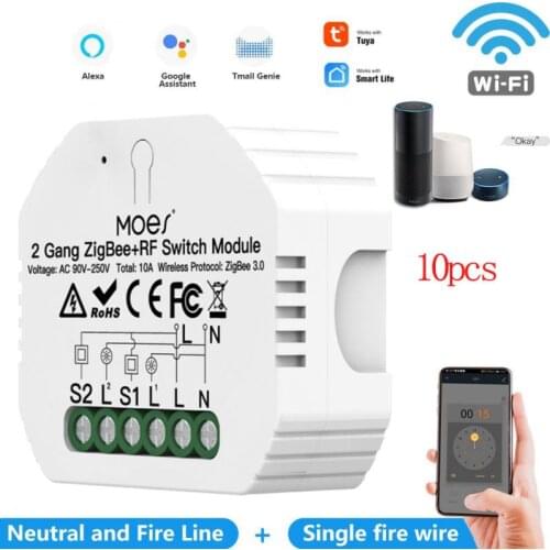 10pcs Smart Home House Wifi Wireless Remote Switch Breaker Domotic LED Light Controller Module Alexa Google Home Tuya ZigBee 3.0