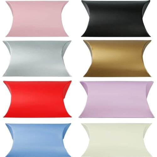 50p Paper Pillow Favor Gift Box Kraft Paper Candy Boxes PVC Paper Gift Box Bag Wedding Party Supply Accessories Favor MixedColor