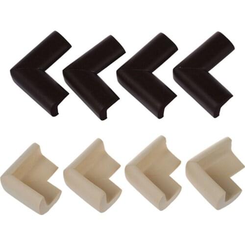 8Pcs Child Baby Safety Desk Table Edge Cover Guard Corner Protector Cushion, 4Pcs White & 4Pcs Light Brown