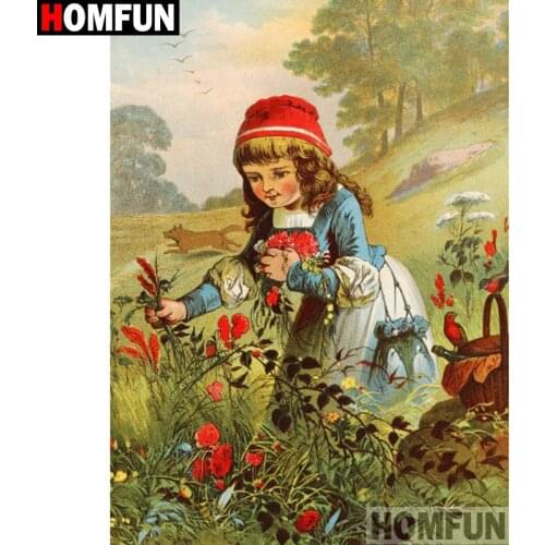 HOMFUN Full Square/Round Drill 5D DIY Diamond Painting "Cartoon girl" Embroidery Cross Stitch 5D Home Decor A18053
