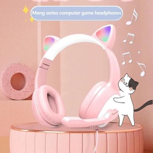 Cat Ear Cute Headset Game Player Wireless Noise Reduction Headphone With Microphone Stereo for Kids Girl Gaming