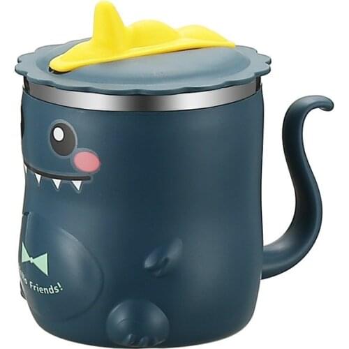 Baby bottle Water bottle with straw 304 stainless steel double insulation cartoon dinosaur shape milk cup wholesale items