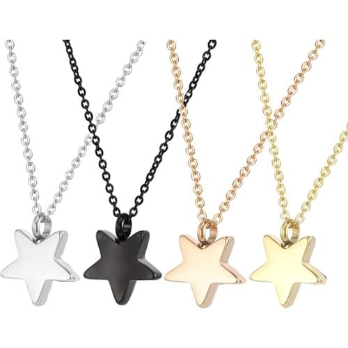 Dropshipping Stainless Steel Cremation Jewelry Five-pointed Star Shape Ashes Pendant Memorial Urn Necklace Jewelry