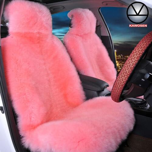 KAWOSEN 1PCS Front Whole Sheepskin Car Seat Cover Universal, Super Warm Fur Car Seat Cushion, Promotion Wool Seat Covers SWSC01