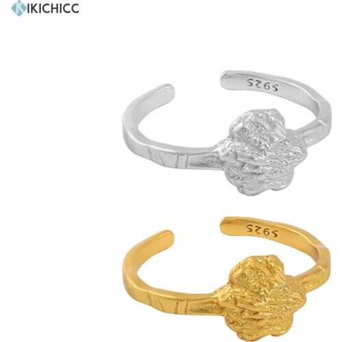 KIKICHICC 925 Sterling Silver Gold Flower Resizable Rings Geometric Irregular Blossom 2020 European Wedding Jewelry Accessories