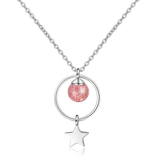 Korean Five Star Stone Pendants Necklaces for Women Girl Gift Fashion Silver 925 Chokers Necklace Jewelry Drop Shipping