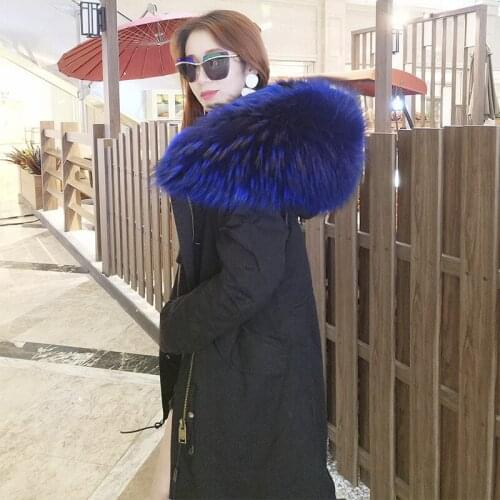 Maomaokong 2020 new womens top quality faux fur lining winter jacket coat Big Raccoon fur collar hooded long parka outwear