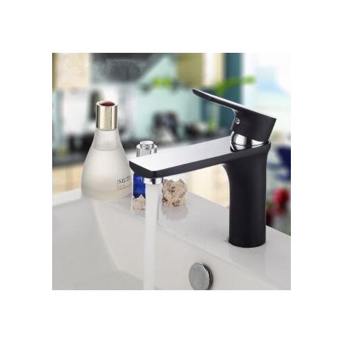 Brass bathroom sink basin faucet black, Copper single hole basin faucet mixer water tap, Antique wash basin faucet hot and cold