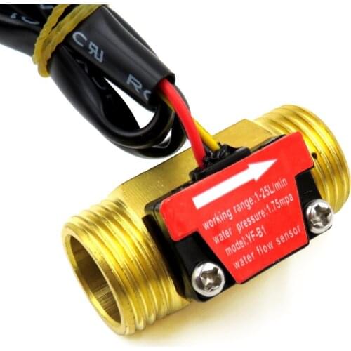 2PCS Full Copper Water Flow Sensor 1.75Mpa G1/2 Pulse Hall Flow Meter Switch Counter Indicator 1-25L/Min