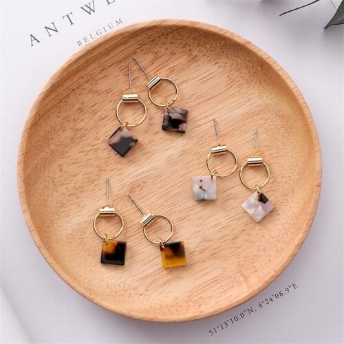 Spring and summer fresh and Compact Mini Acetate Square Geometric Earrings Fashion Leopard Temperament Simple Earrings Jewelry