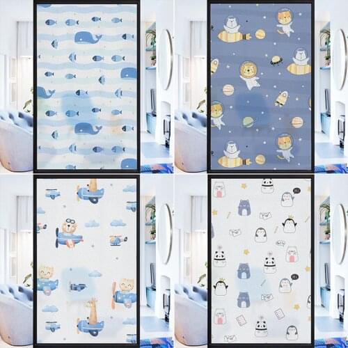 Cartoon Pattern Window Stickers Frosted Shading Electrostatic Film Opaque Bathroom Bathroom Glass Door PVC Electrostatic Film