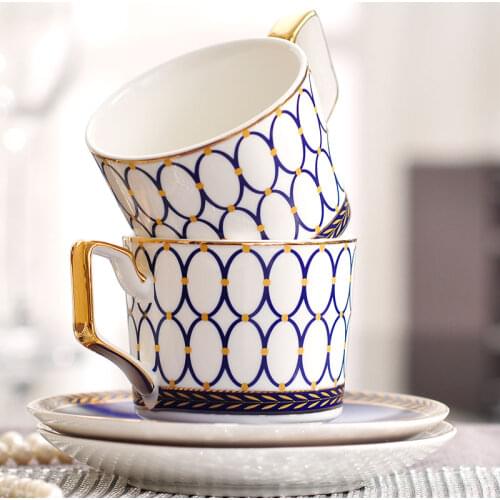 Ceramic Coffee Cup Set Bone China Latte Mug European Style Exquisite Gift Office Household Cups Couple Essential