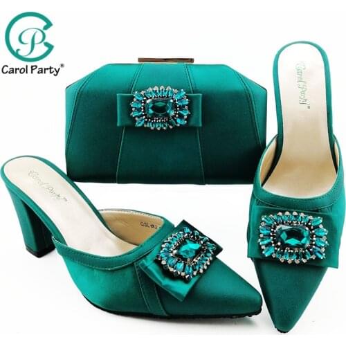 Teal Color 2020 Summer New Design Italian Shoe and Bag Set Women Nigerian Party Shoes and Bag for Royal Party