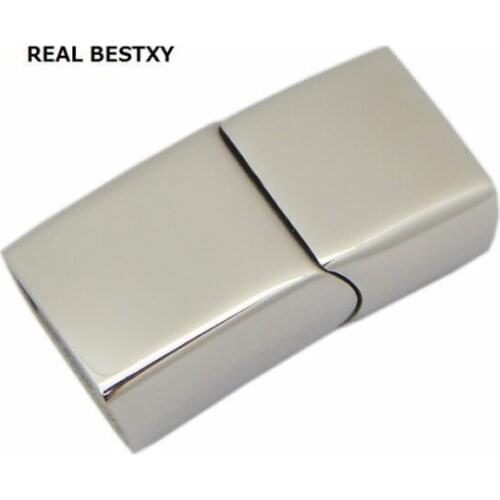 REAL BESTXY 10pcs/lot Fashion Custom Cheap Magnet Metal Wide Clasps For Leather Bracelets