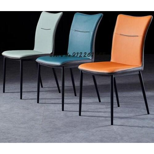 Nordic Light Luxury Dining Chair Home Restaurant Backrest Modern Minimalist Hotel Chair Soft Bag Gold Leather Stool