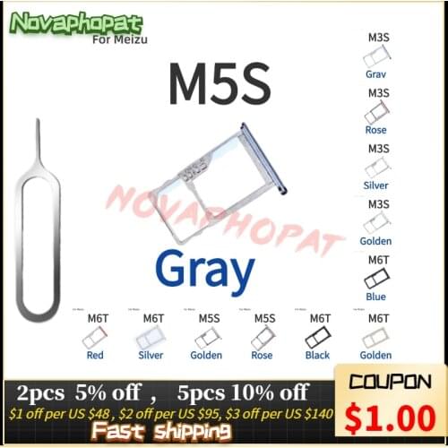 Novaphopat For Meizu M5S M612 SIM Card Tray Holder Micro SD Slot Socket Adapter Replacement + Tracking