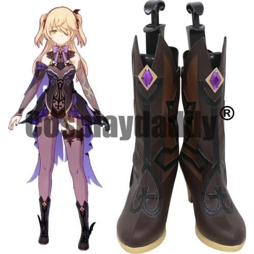 Genshin Impact Mondstadt Adventurers' Guild Prinzessin der Verurteilung Fischl Feixieer Cosplay Shoes Mid Calf Heel Boots C006