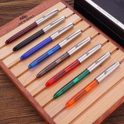 Jinhao 51A Fountain Pen 0.38mm Ink Pens Penna Stilografica Transparent Pen Suitable For Students Practice Office Writing
