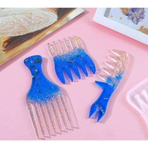 T8DE Resin Comb Mold Hair Stick Silicone Mold Salon Barber African Hair Comb Mold is Suitable for Diy Epoxy Casting