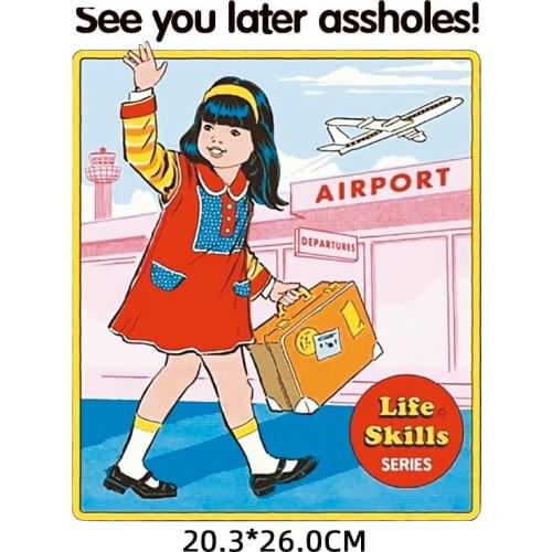 Satan Alien Evil Demon Iron on Transfers for Clothing See You Later Assholes Thermal Stickers Patches Appliques for T Shirt