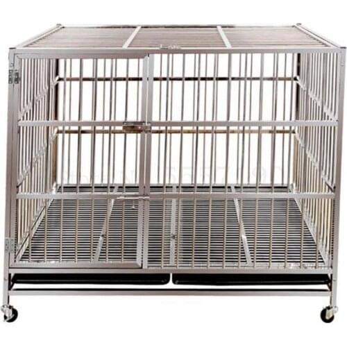 Bold Stainless Steel Dog Cage Small Medium Large Dog Labrador Folding Pet Golden Retriever Dog Cage Indoor With Toilet