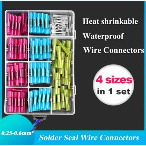 100/200/220PCS Solder Seal Wire Connectors - Heat Shrink Butt Connectors Electrical Wire Terminals Marine Insulated Butt Splices