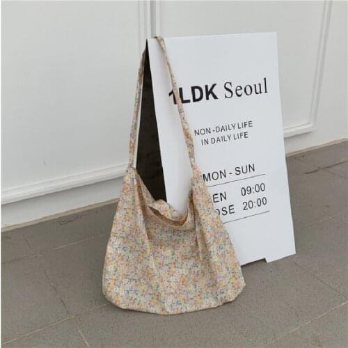 Female Shoulder Bags Ins Fashion Floral Print Underarm Canvas Bag Casual Student Lager Capacity Tote Bags Handbag Сумка Женская