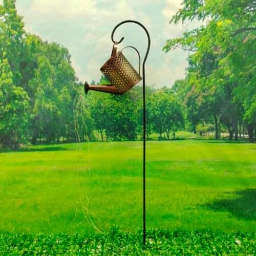 LED Solar Shower Watering Can String Lamp Garden Art Metal Iron Waterproof Art Water Sprinkler Kettle Light Landscape Decoration