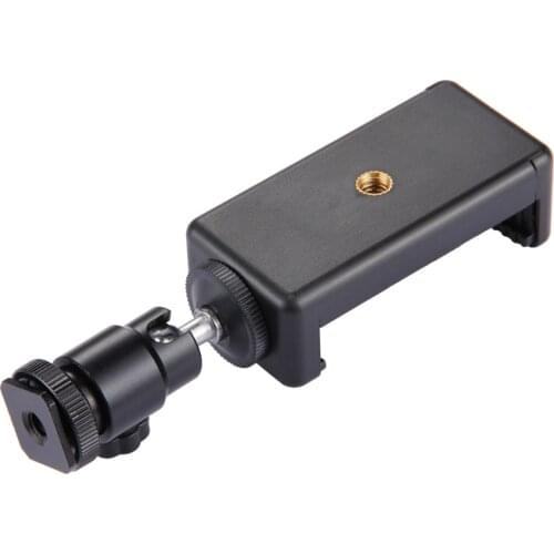 1/4 inch Hot Shoe Tripod Head with Tripod Stand Clamp Universal 360 Degrees Stable For Smart Phones iPhone Samsung LG Huawei