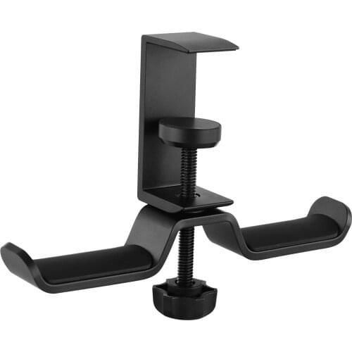 Universal Headset Hanger Headphone Hook Holder Desk Mount Stand Aluminum Alloy with Foldable Clamp Supports Horizontal Vertical