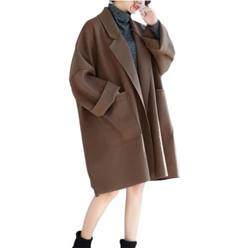 Extra large size Women Windbreaker Winter cardigan loose Casual Trench coat Quality Female Thick Warm Overcoats 50/150 kg F1119