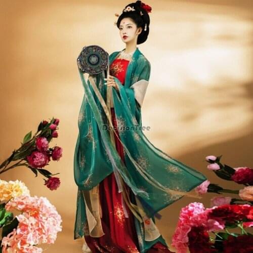 2021 lady casual hanfu traditional chinese costumes ancient retro dance dress woman retro cosplay stage performance costume