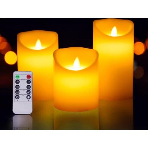 1 Set of 3PCs Flameless LED Candle Night Light Candle With Remote Control Wax Candle For New Year Christmas Wedding Decoration